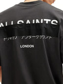 Allsaints Redact Oversized Embroidered Logo T-Shirt Black Washed