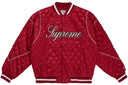 Supreme Champion Quilted Satin Varsity Jacket Dark Red