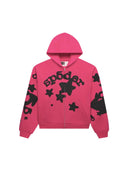 Sp5der Beluga Zip Up Hoodie Pink