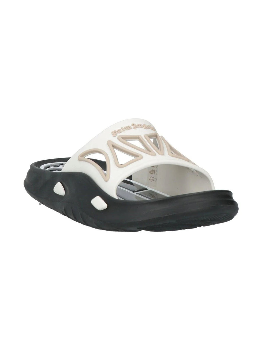 Palm Angels Rubber Slides White Black