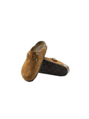 Birkenstock Boston Velour Leather Soft Footbed Mink