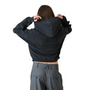 Eme Studios Waffle Croped Boxy Full Zip Navy