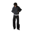 Eme Studios Waffle Croped Boxy Full Zip Navy