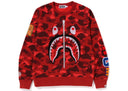 BAPE Color Camo Embroidery Shark Crewneck Red