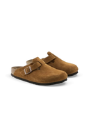 Birkenstock Boston Velour Leather Soft Footbed Mink