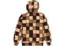Supreme Reverse Patchwork Zip Up Hooded Sweatshirt Brown